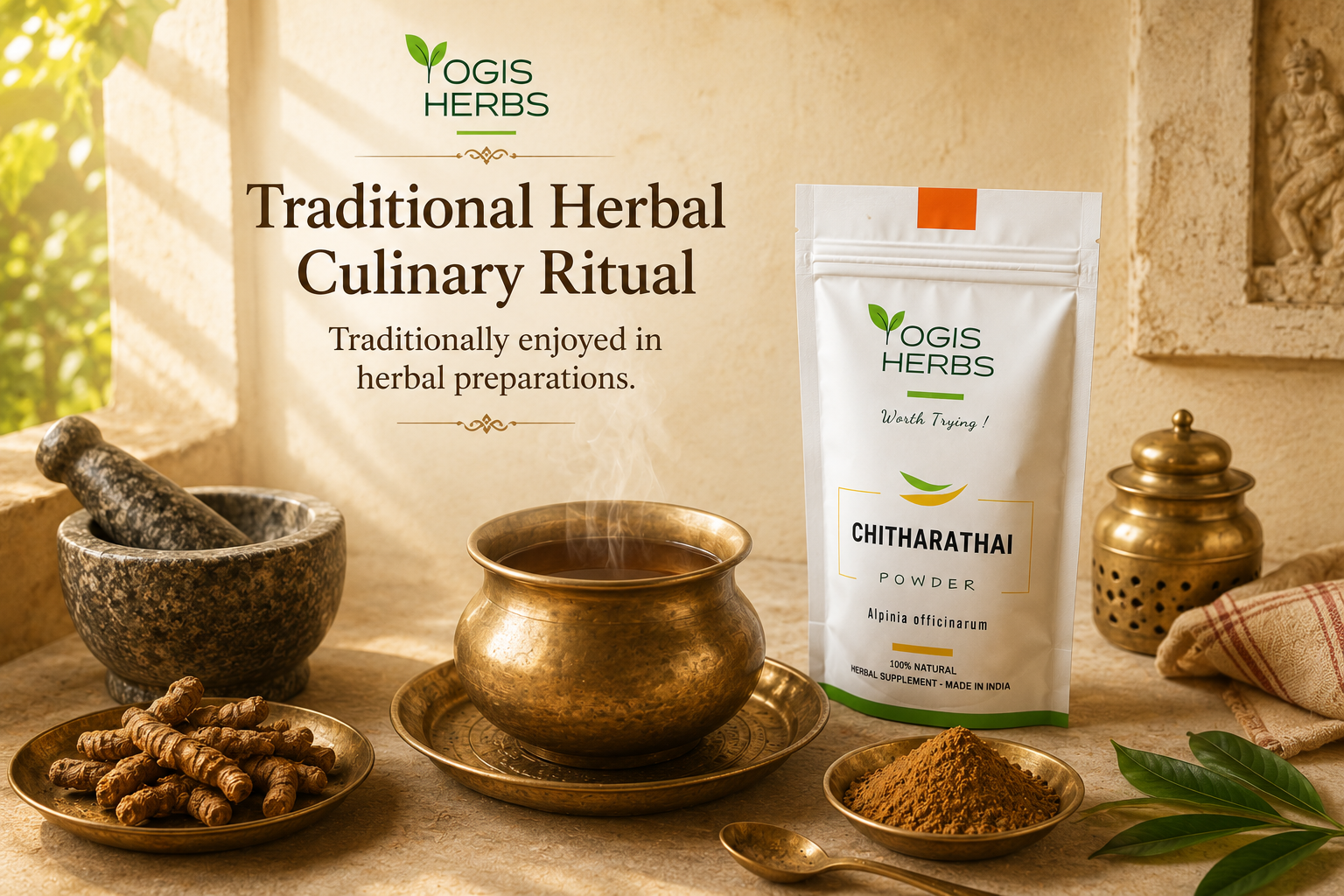 YOGIS HERBS Chitharathai Powder (Alpinia officinarum / Kulinjan)