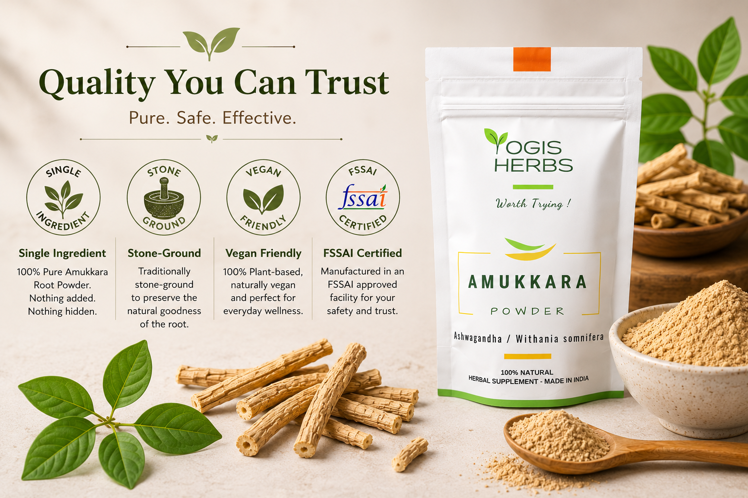 Amukkara Powder — Ashwagandha (Withania somnifera) | Stress Relief, Energy & Vitality 12 Amukkara Powder — Ashwagandha (Withania somnifera) | Stress Relief, Energy & Vitality 1