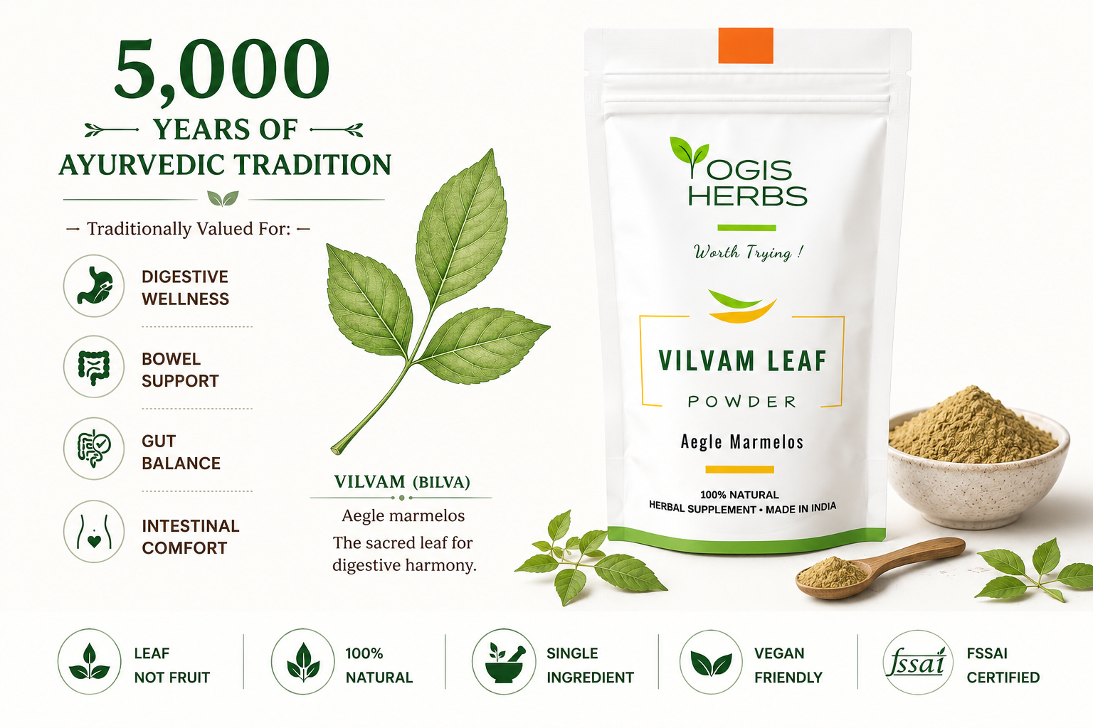  Vilvam Leaf Powder ( Aegle marmelos / Bael 