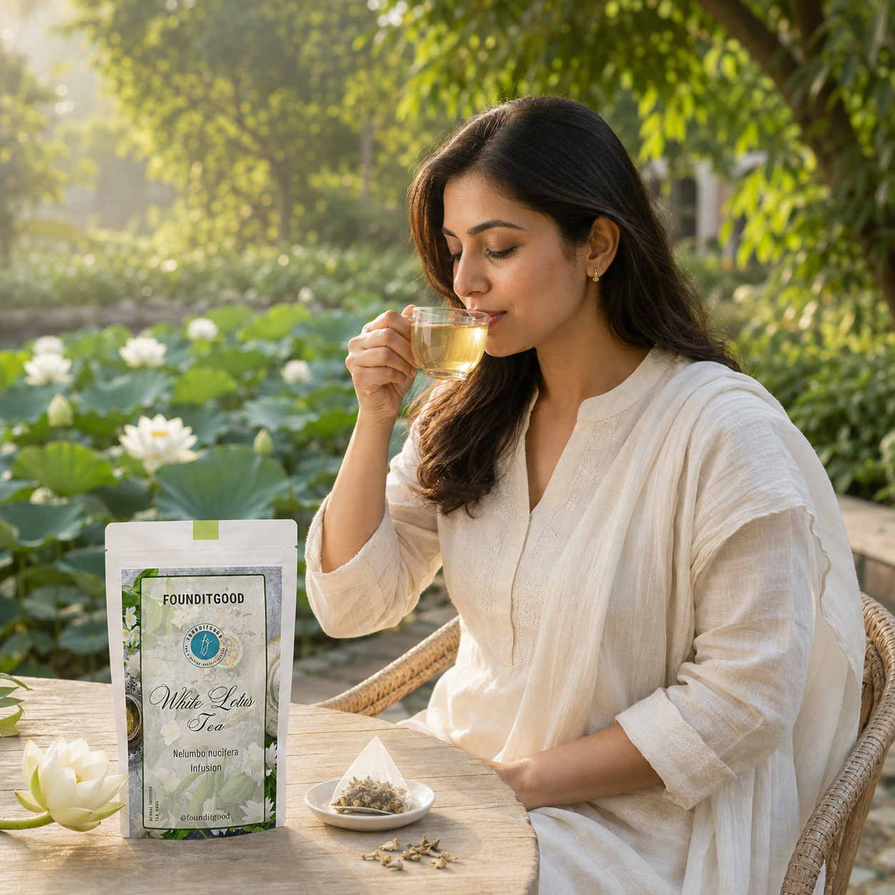 FounditGood White Lotus Tea – Venthamarai (Nelumbo nucifera / Sacred Lotus, Padma) – Floral Herbal Infusion for Calm, Natural Cooling & Antioxidant Wellness – Whole-Petal, Caffeine-Free 1