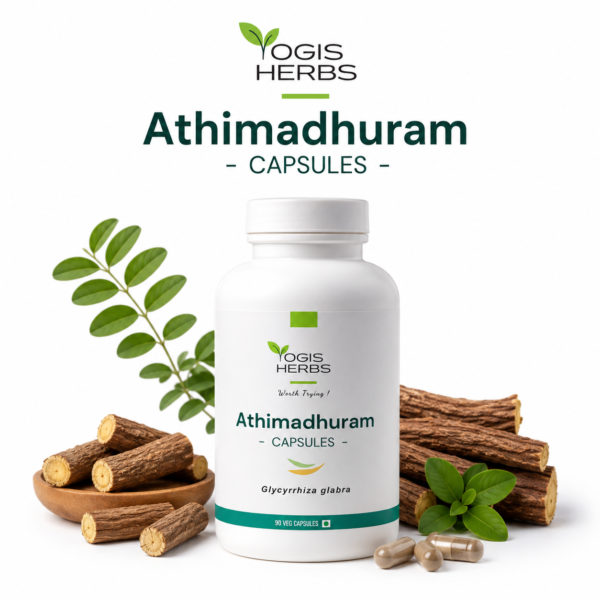 Athimadhuram_Cap_YH_Hero YOGIS HERBS Athimadhuram Capsules – Licorice Root / Yashtimadhu (Glycyrrhiza glabra)