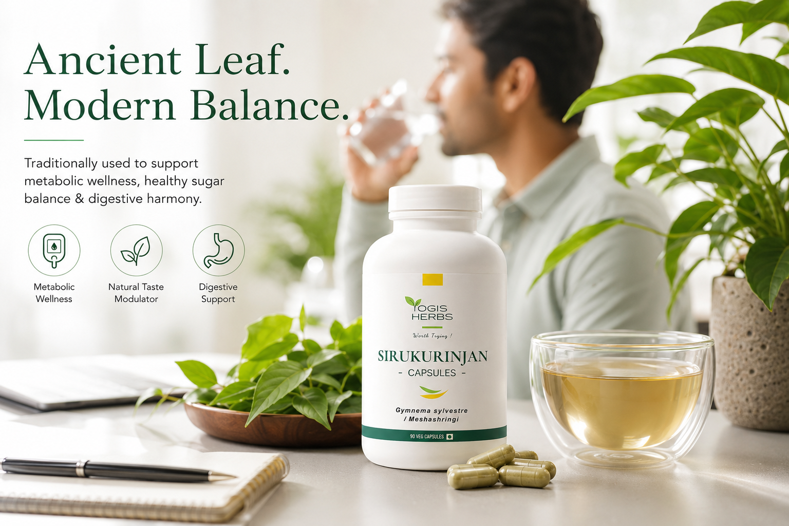 YOGIS HERBS Sirukurinjan Capsules – Madhunashini / Gurmar (Gymnema sylvestre / Meshashringi) – Whole-Leaf Veg Capsules for Metabolic Wellness & Digestive Support – Single-Herb, No Additives, 90 Capsules 10 YOGIS HERBS Sirukurinjan Capsules – Madhunashini / Gurmar (Gymnema sylvestre / Meshashringi)