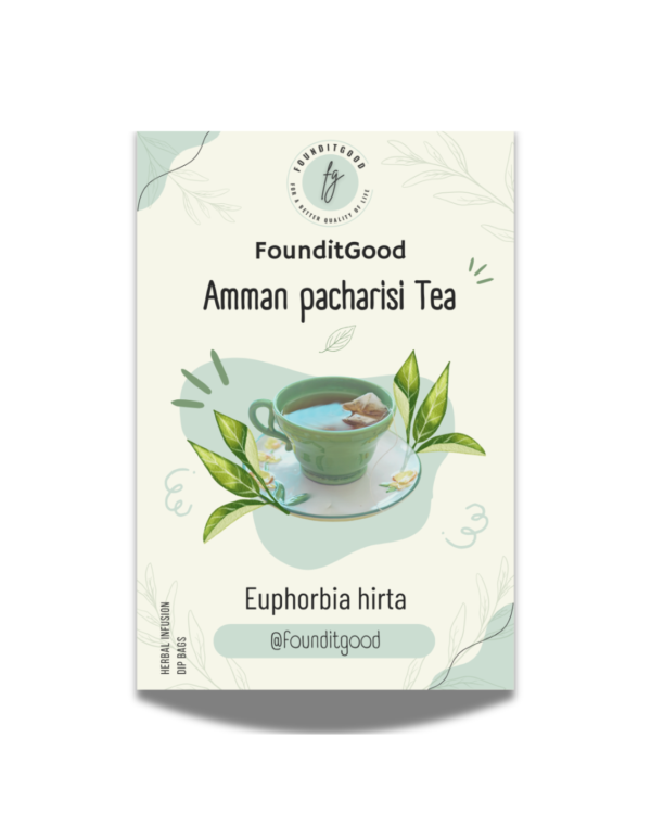 AmmanPacharisiT.png FounditGood Amman Pacharisi Tea – (Euphorbia hirta / Dugdhika) – Whole-Herb Infusion for Respiratory Comfort, Digestive Ease & Antioxidant Wellness – Wildcrafted, Caffeine-Free