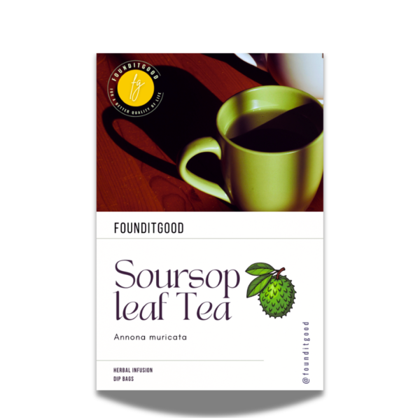 SourSopTea.png FounditGood Soursop Leaf Tea (Annona muricata / Lakshman Phal, Graviola) | Antioxidant Herbal Tea Bags | Immune, Relaxation & Cellular Support | 60 Premium Bags