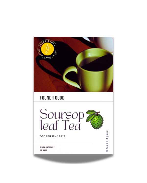 SourSopTea.png FounditGood Soursop Leaf Tea (Annona muricata / Lakshman Phal, Graviola) | Antioxidant Herbal Tea Bags | Immune, Relaxation & Cellular Support | 60 Premium Bags
