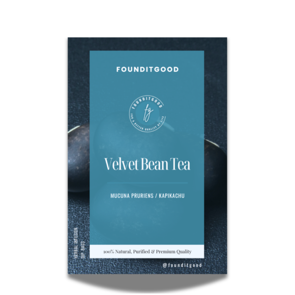 VelvetBeanTea_web.png FounditGood Purified Velvet Bean Tea – Kapikachu / Poonaikkali (Mucuna pruriens) – Dehulled & Gently Roasted Seed Infusion for Calm, Clarity & Nerve Wellness – Caffeine-Free, Whole-Seed