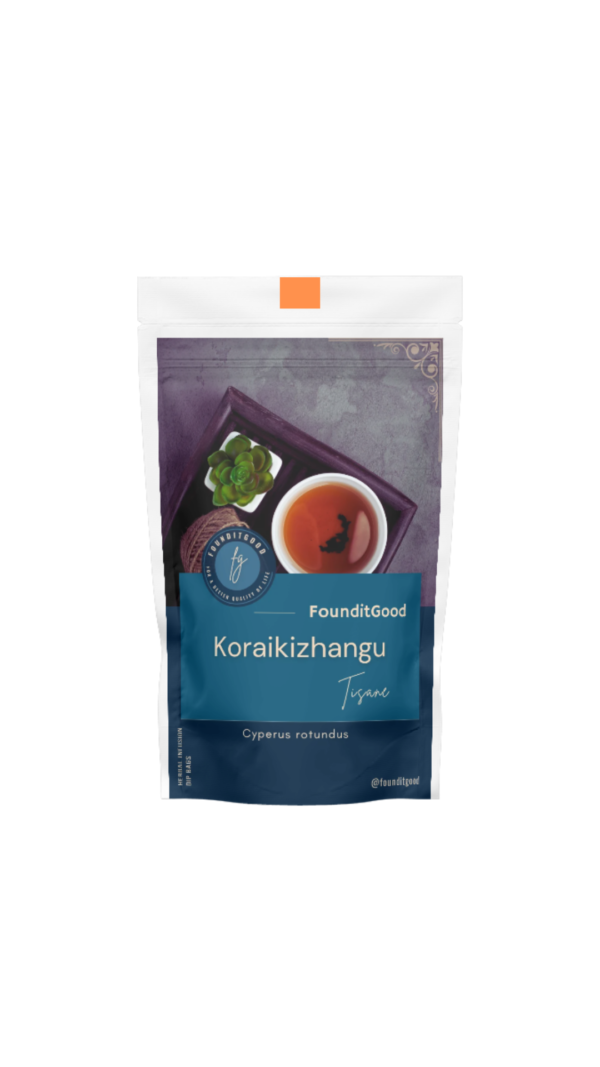 KoraiKizhanguT.png FounditGood Koraikizhangu Tisane (Cyperus rotundus / Mustaka – Nagarmotha) – Traditional Siddha Rhizome Infusion for Digestive Ease, Hormonal Comfort & Whole-Body Detox – Natural, Caffeine-Free Tea Bags