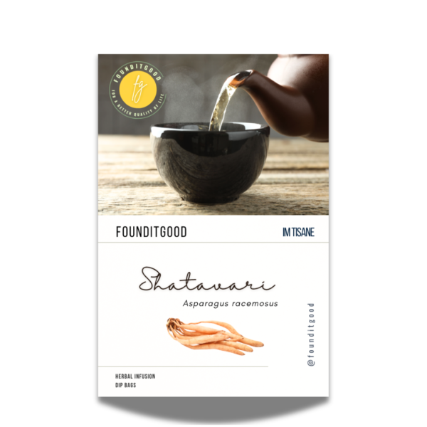 SatavariT.png FounditGood Shatavari Root Tisane (Asparagus racemosus) – Dip Tea Bags – Traditional Herbal Infusion for Women’s Wellness, Gentle Rejuvenation, Digestive Comfort & Everyday Balance