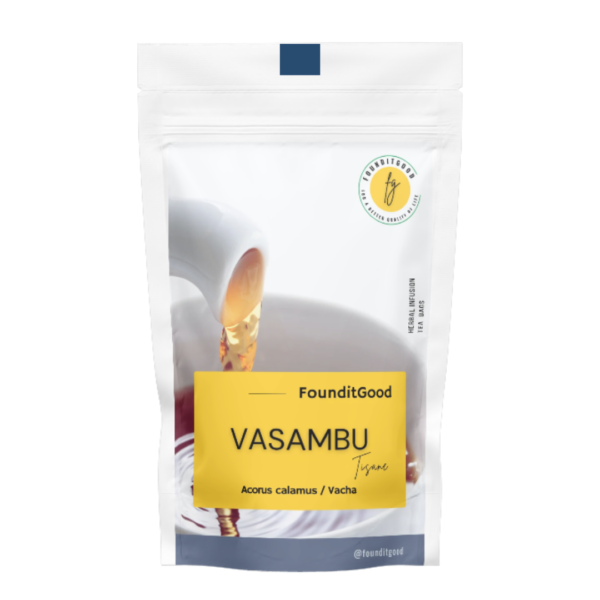 VasambuTisane.png FounditGood Vasambu Tisane (Acorus calamus / Vacha) – Herbal Rhizome Tea for Digestive Ease, Nervine Calm & Vocal Wellness – Traditionally Sourced